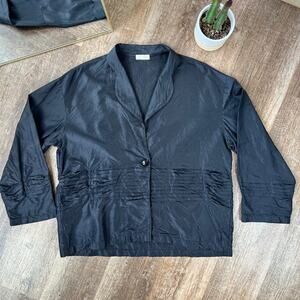 Krista Larson Womens 100% Silk Collar Button Front Blazer Jacket OS